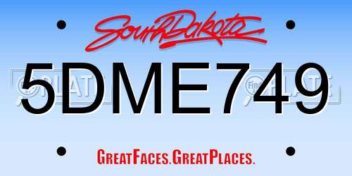 5DME749 South Dakota License Plate