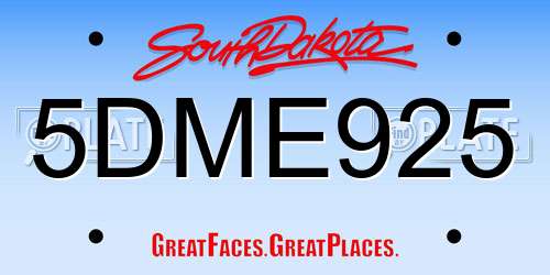 5DME925 South Dakota License Plate