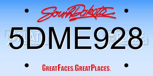 5DME928 South Dakota License Plate