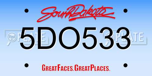 5DO533 South Dakota License Plate