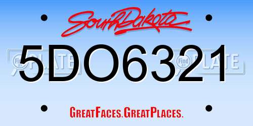 5DO6321 South Dakota License Plate