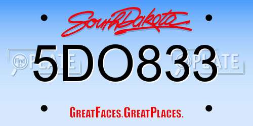 5DO833 South Dakota License Plate