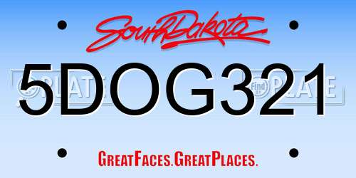 5DOG321 South Dakota License Plate