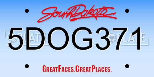 5DOG371 South Dakota License Plate