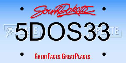 5DOS33 South Dakota License Plate