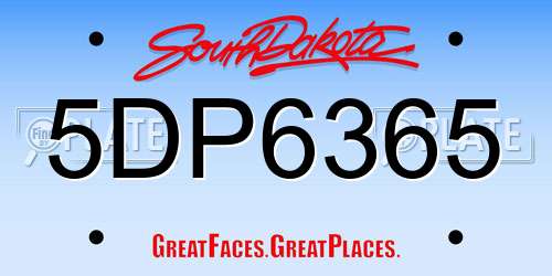 5DP6365 South Dakota License Plate