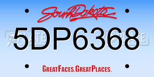 5DP6368 South Dakota License Plate