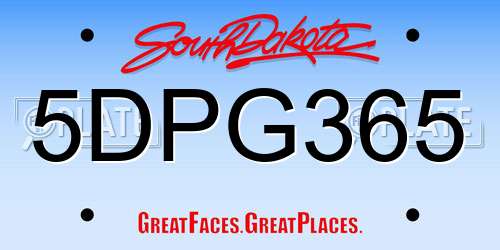 5DPG365 South Dakota License Plate