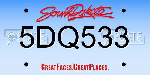 5DQ533 South Dakota License Plate