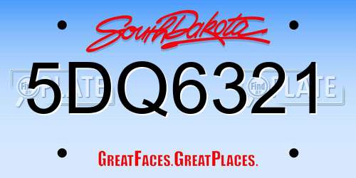 5DQ6321 South Dakota License Plate