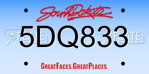5DQ833 South Dakota License Plate