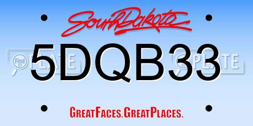 5DQB33 South Dakota License Plate