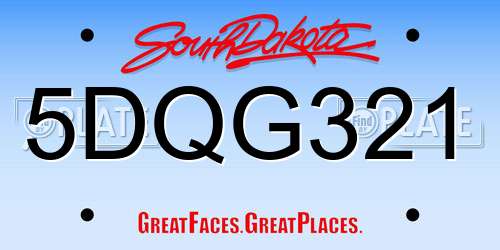 5DQG321 South Dakota License Plate