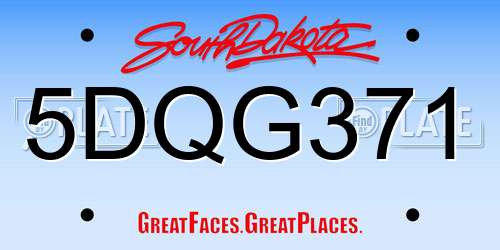5DQG371 South Dakota License Plate