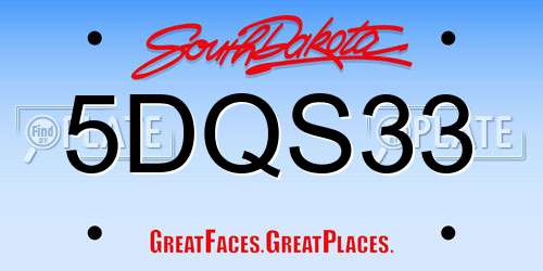 5DQS33 South Dakota License Plate
