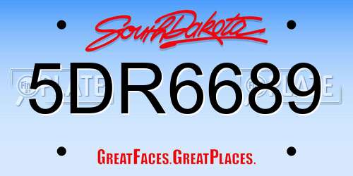 5DR6689 South Dakota License Plate