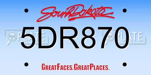 5DR870 South Dakota License Plate