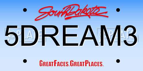 5DREAM3 South Dakota License Plate