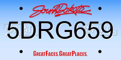 5DRG659 South Dakota License Plate