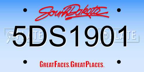 5DS1901 South Dakota License Plate