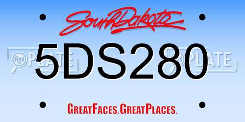 5DS280 South Dakota License Plate