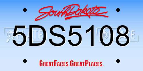 5DS5108 South Dakota License Plate