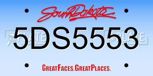 5DS5553 South Dakota License Plate