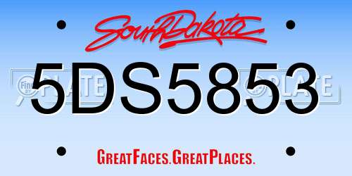 5DS5853 South Dakota License Plate
