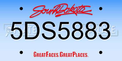 5DS5883 South Dakota License Plate