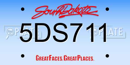 5DS711 South Dakota License Plate
