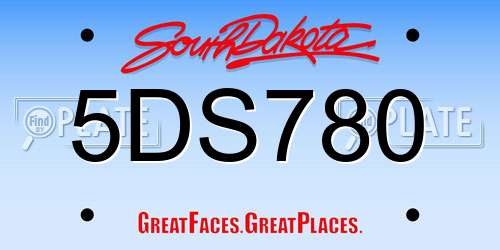 5DS780 South Dakota License Plate