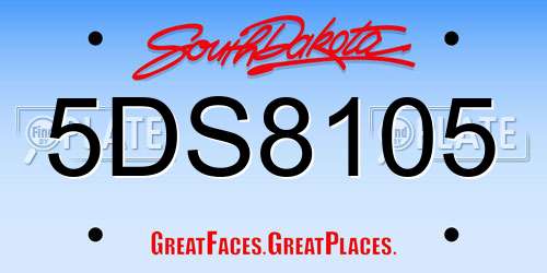 5DS8105 South Dakota License Plate