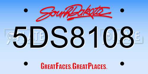 5DS8108 South Dakota License Plate