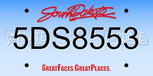 5DS8553 South Dakota License Plate