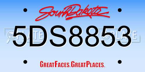 5DS8853 South Dakota License Plate