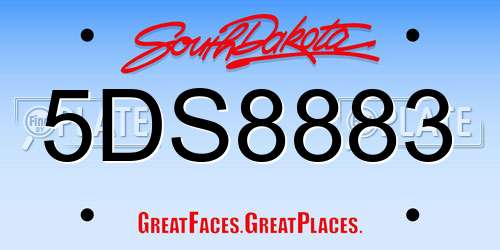 5DS8883 South Dakota License Plate