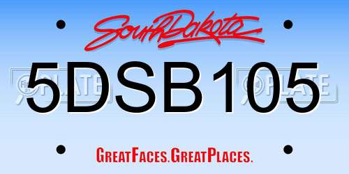 5DSB105 South Dakota License Plate
