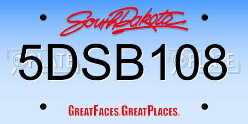 5DSB108 South Dakota License Plate