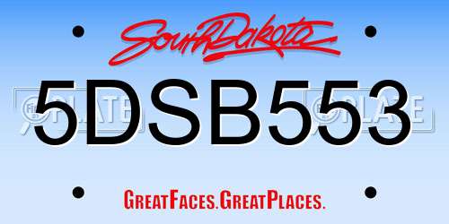 5DSB553 South Dakota License Plate