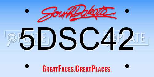 5DSC42 South Dakota License Plate
