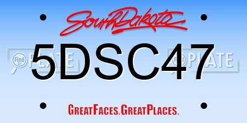 5DSC47 South Dakota License Plate