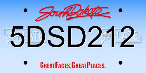5DSD212 South Dakota License Plate