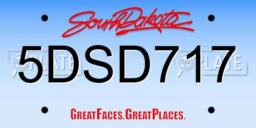 5DSD717 South Dakota License Plate
