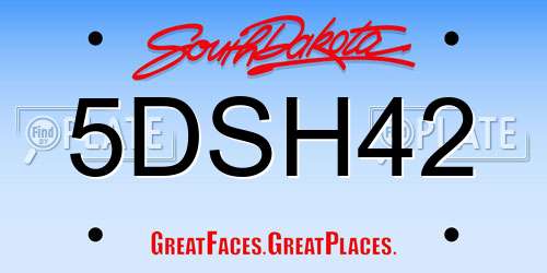 5DSH42 South Dakota License Plate