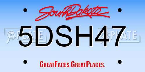 5DSH47 South Dakota License Plate