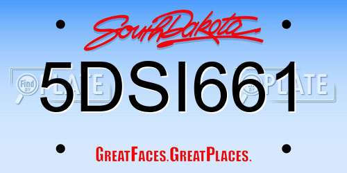 5DSI661 South Dakota License Plate