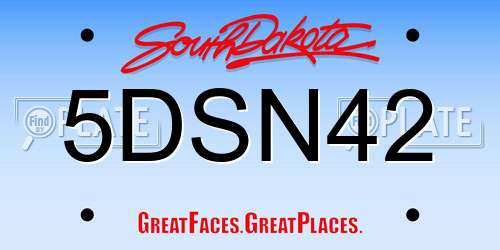 5DSN42 South Dakota License Plate