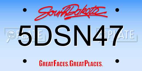 5DSN47 South Dakota License Plate