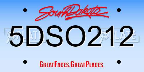 5DSO212 South Dakota License Plate
