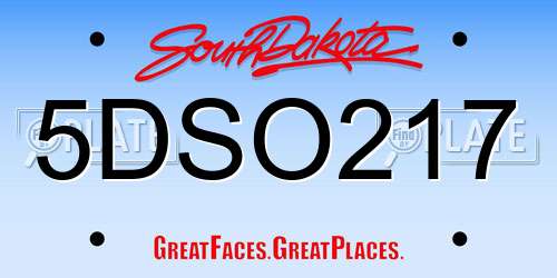 5DSO217 South Dakota License Plate